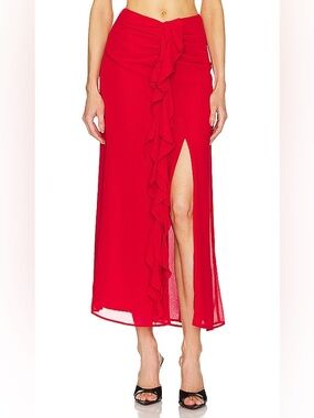 NWT Bardot Akasha Midi Skirt in Deep Red